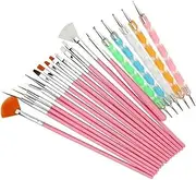 20pcs DIY Nail Art Brushes Painting Drawing Design Brushes Dotting Pen Tool Pen 15PCS Painting Brushes Set with 5PCS Dotting Tools