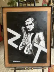 Original Acrylic Painting on Canvas Framed "Zoot"