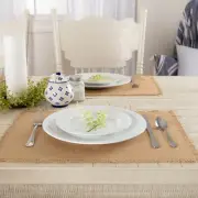 VHC Brands Placemats Burlap Natural Farmhouse 12x18 Set of 6 Rect Table Decor