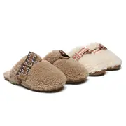AUSTRALIAN SHEPHERD UGG Slippers Women Sheepskin Wool Bow Cecil