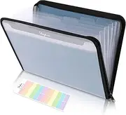 Folders, Accordion File Organizer with Front Pocket, 7 Pocket Expanding File Folder, Letter Size, Important Document Organizer with Double Zipper, School Office Supplies (Blue, 1 Pack)