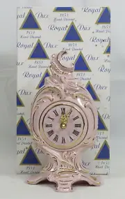 Royal Dux Bohemia Porcelain Clock Anita Pink Gold 18123 Quartz 8.75" NEW w/Box