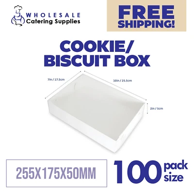 100x Cookie / Biscuit Box White 255x175x50mm Loyal Bakeware FREE SHIPPING