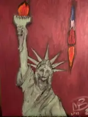 Oil on canvas, American HELL, artist Manny Blanco of New Orleans