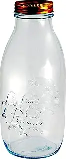 [Grant Howard] Les Fruits de Provence Preserve jar, Metal Emboss Top, 34 Ounces, Glass Food Storage Canning Container, Clear