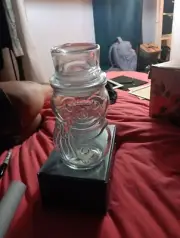 Libbey Clear Glass Snowman 8" Apothecary Jar NOS