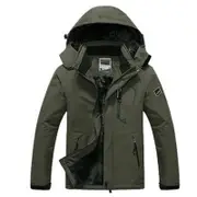 Nevenka Mens Winter Coat Fleece Lined Waterproof Snow Ski Jacket with Hood-Army Green