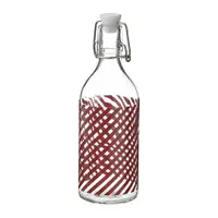 在飛比找IKEA優惠-IKEA 附蓋水瓶, 透明玻璃 條紋/棕紅色, 0.5 公升