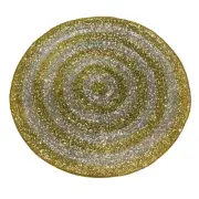 Tahari Christmas Holiday Silver and Gold 15in Single Beaded Charger Placemat