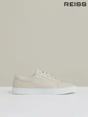 Reiss Off White Luca Tumbled-Leather Low-Top Trainers (AW3950) | $325