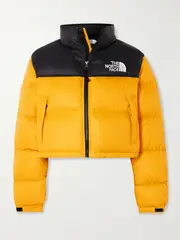 [The North Face] The North Face - Nuptse Two-tone Cropped Quilted Shell Down Jacket - Orange - x large x large Orange