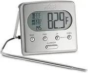 All-Clad T223 Stainless Steel Oven Probe Thermometer with Blue LCD, Silver