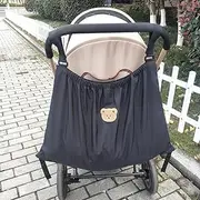 Pawleso Pram Shopping Bag XL, Large Pram Bag, 70 x 40 cm, Buggy Organiser, Changing Bottles Storage Bag, Lightweight Waterproof Nylon Bag (Black, Cute Bears 70 x 40 cm)