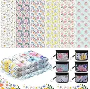 R HORSE Summer Flowers Cooling Towels - 12Pcs Floral Themed Breathable Chilly Microfiber Ice Towels with Hangable Storage Bags for Neck and Head, Summer Gifts for Women Ladies Yoga Sports, 40"x 12"