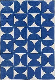 LOOPSIE TOSA Blue and Ivory Geometric Washable Rug - 180x120cm Area Rug for Living Room or Bedroom – Non-Slip Underlay & Stain Resistant – Machine Washable