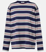 [Miu Miu] Miu Miu Logo striped cotton jersey top AU 12 multicoloured