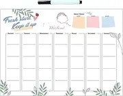 OFFSCH Magnetic Dry Erase Calendar for Fridge Whiteboard Weekly Planner Removable Sticker Design with Marker for Schedules Reminders