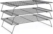 Alerrawia Cooling Rack for Baking with Collapsible Folding Legs 3-Tier Foldable Baking Cooling Rack Stainless Steel Cooking Cooling Racks with Optimum Air Flow, Black