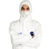 在飛比找蝦皮商城優惠-杜邦防護衣1422白色帶帽連體 防護服 實驗室防塵服 防護衣