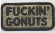 VELCRO® BRAND Fastener Morale HOOK PATCH Freakin Gonuts Coyote 1.5x3"