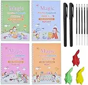 4 Pack Magic Practice Copybook, Comfy Handwriting Set, Life Pigment Copy Book, Tracing Workbook with Pens & Aid Pen Grips