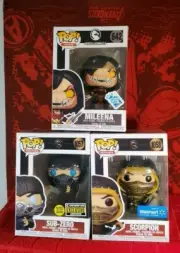 Funko Pop! Games , Mortal Kombat Set - 642 MILEENA ,1058 SCORPION, 1058 SUB ZERO