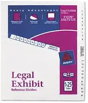 Avery White Legal Index Dividers INDEX,SDE TABD,1-25,LTR 107292DD (Pack of30)
