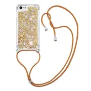 Compatible For iPhone SE (2022)/SE (2020)/6/7/8 YB Quicksand Series-4 Drop Resistant Glitter Quicksand Liquid TPU Cover Phone Shel Gold