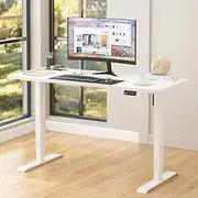 Advwin Electric Standing Desk 72-115cm Height Adjustable Sit Stand with Smart Memory Preset Lifting Base Sturdy Motor Computer Workstation for Home, Office, Gaming, Study (White Top White Legs)