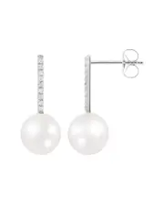 Splendid Pearls 14K 0.09 ct. tw. Diamond 8-9mm Pearl Earrings