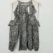 SUSSAN Womens Size 12 Pale Jade Floral Print Top NEW + TAGS RRP $99.95