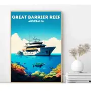 Great Barrier Reef Travel, Ship, Sky 50x70cm Poster Premium Quality
