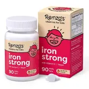 Renzo's Iron Supplements for Kids Dissolvable Vegan Iron Supplement with Vita...