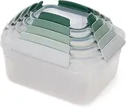Joseph Joseph Nest Lock, 5 Piece Plastic Food Kitchen Storage Container set with lids, Leak Proof, Airtight, Space Saving, BPA free- Sage Green