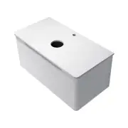 Wall Mounted White MDF Ripple Vanity Soft Close Drawer Stone Countertop 91x46cm
