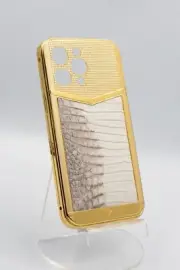 24K GOLD Apple iPhone 14 Pro Max V-GRID HIMALAYA LEATHER EDITION MAGNETIC CASE
