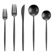 Matte Black Silverware Set, 20-Piece Stainless Steel Flatware Cutlery Set Ser...