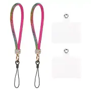 2 Pcs Phone Lanyard, Wrist Strap Glitters with Phone Patches, Multicolor