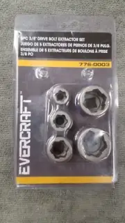 Evercraft 776-0003 5pc 3/8" Drive Bolt Extractor Set New!
