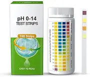 pH Strips, Universal (pH 0-14), for Saliva, soap, Urine, Food, Liquid, Water and Soil Testing, Accurate Salt and Freshwater Aquarium Water Quality Testing (100 Strips)