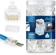 RJ45 23AWG Cat6/6a Pass Through Connectors Pack of 200 | EZ Crimp UTP Network Plug for Large Diameter Cable | Transparent Passthrough Ethernet Insert