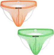 [HASWECHYS] Men's Sexy Jockstrap Underwear Low Rise Breathable Bulge Pouch Mesh See Through G-String