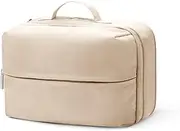 Travel Cosmetic Bag Women Portable Makeup Case Organizer Wide-open Toiletry Pouch for Cosmetics Toiletries, khaki, Travel