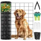 Welded Wire Fencing 59ft×24in, Black PVC Coated Wire Mesh Garden Fence Viny