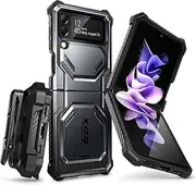 [i-Blason] Armorbox Series Case for Samsung Galaxy Z Flip 4 5G (2022), Full-Body Rugged Holster Case with Shock Reduction/Bumper (Black)