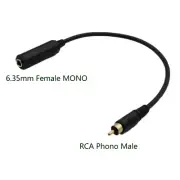 6.35mm 1/4" Mono Female to RCA Phono Male Audio AUX Speaker TV AV Adapter Cable