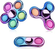 Jawhock 3 Pack Pop Fidget Spinner, Push Bubble Fidget Spinner, Party Favor Sensory Simple Fidget Pack Hand Spinner for ADHD Anxiety Stress Relief for Kids