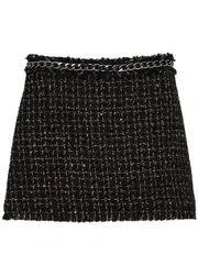 Alice + Olivia Olivia Chain-embellished Tweed Mini Skirt - Black - 10 (UK 14 / L) 10 (UK 14 / L)