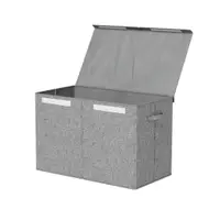 1X Keezi Kids Toy Box Large Chest Storage with Flip-Top Lid Foldable Organizer Bins Grey