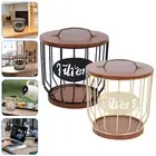 Coffee Filter Holder Vintage Coffee Capsule Basket with Wooden Lid Round toOPU
